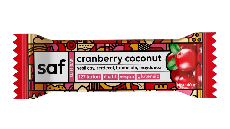 SAF CRANBERRY COCONUT SLİM BAR 40GR